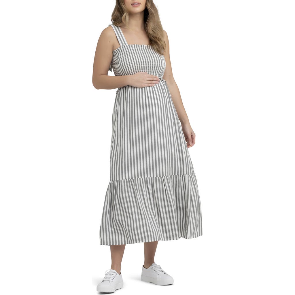 Ripe Maternity Ollie Smocked Maternity Dress In Gray