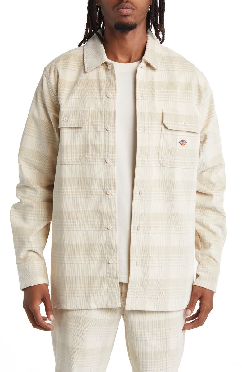 Dickies Alma Plaid Stretch Corduroy Button-Up Shirt, Main, color, 