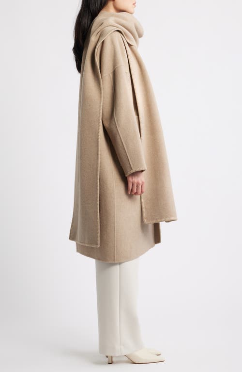 Hugo Boss Boss Chalet Wool Blend Double Face Coat With Scarf In Neutral