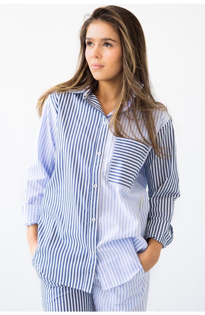 SALUA Amalfi Stripes Resort Full Length Set, Alternate, color, Light Blue-Navy