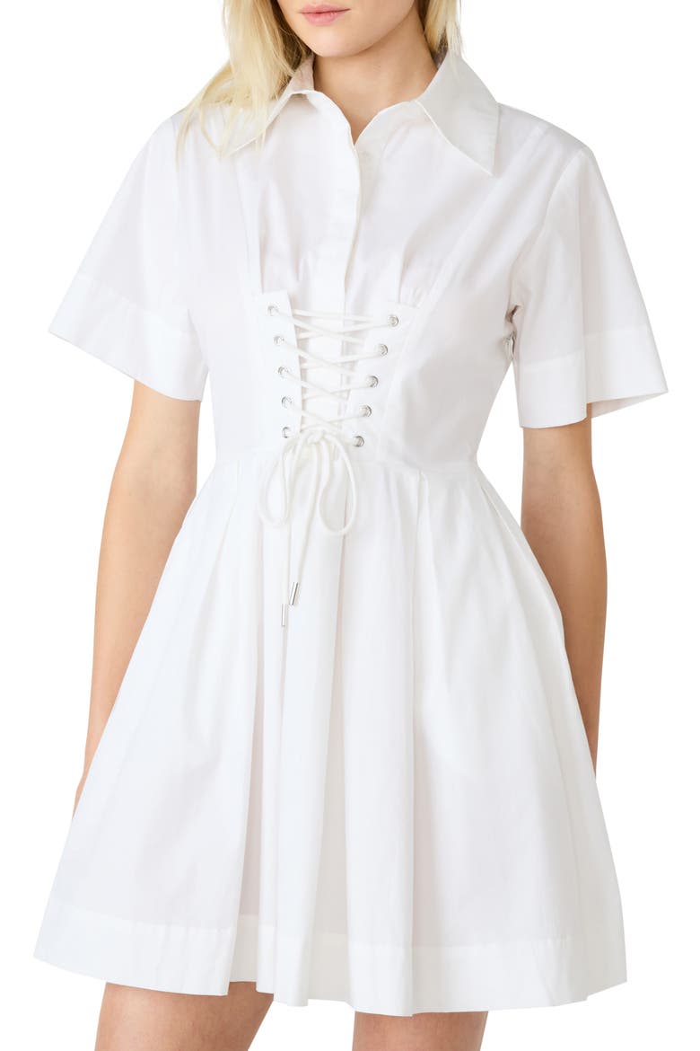 Ninna Lace Front Dress, Alternate, color, WHITE