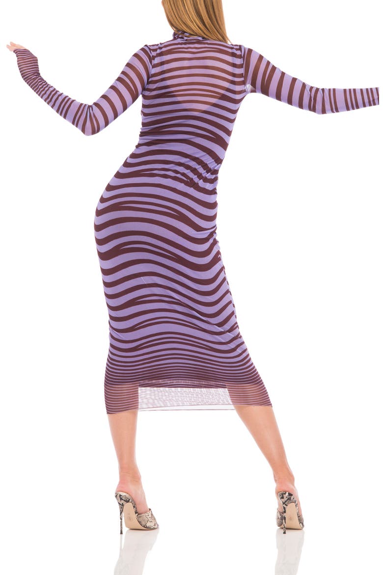 Shailene Long Sleeve Mesh Midi Dress, Alternate, color, VIOLET WAVE