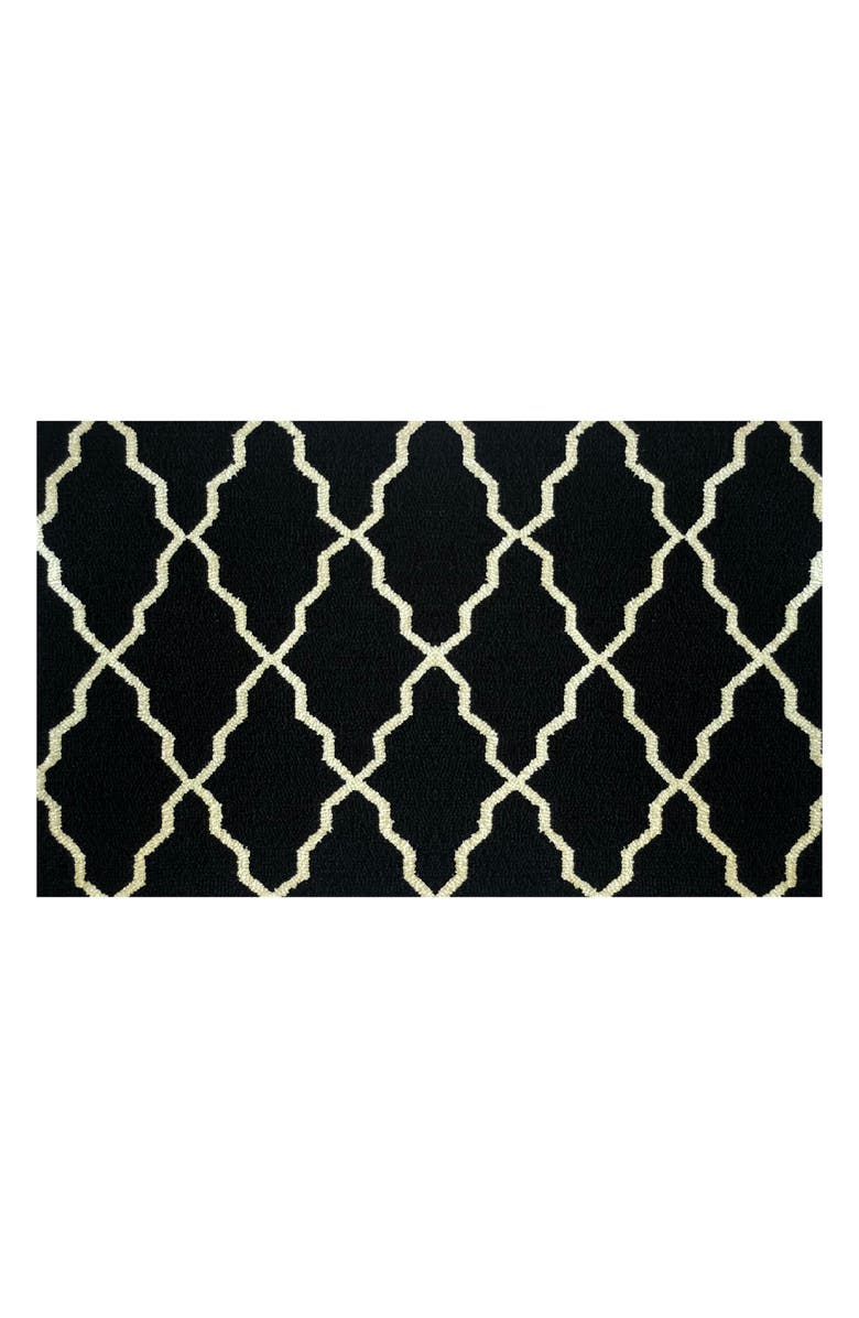 R16 HOME Lattice Door Mat, Main, color, Black White