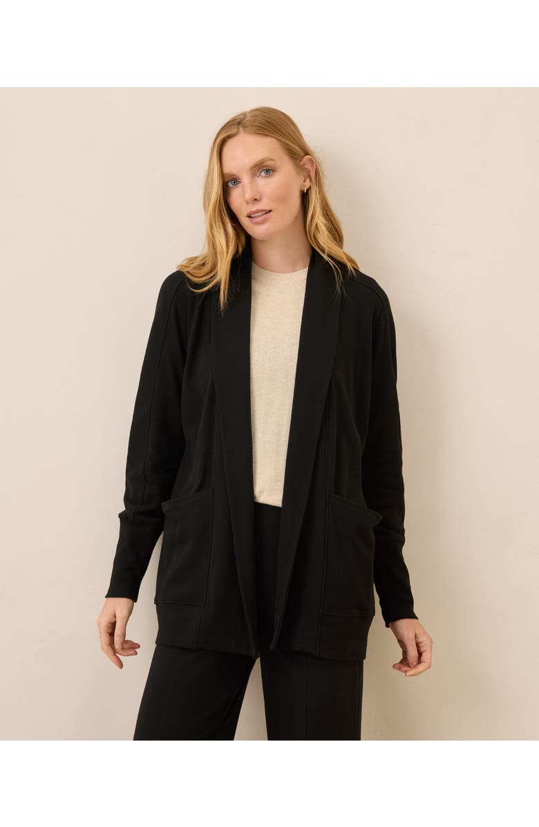 Pact Organic Airplane Wrap Cardigan, Main, color, Black