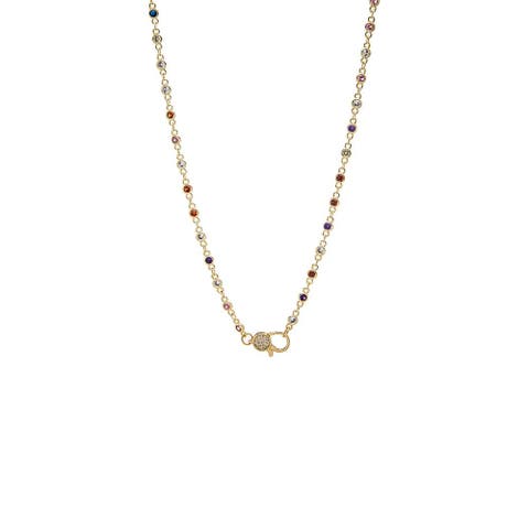 CZ Rainbow Chain Pave Lobster Clasp Necklace