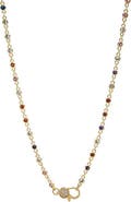 BY ADINA EDEN CZ Rainbow Chain Pave Lobster Clasp Necklace