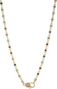 BY ADINA EDEN CZ Rainbow Chain Pave Lobster Clasp Necklace