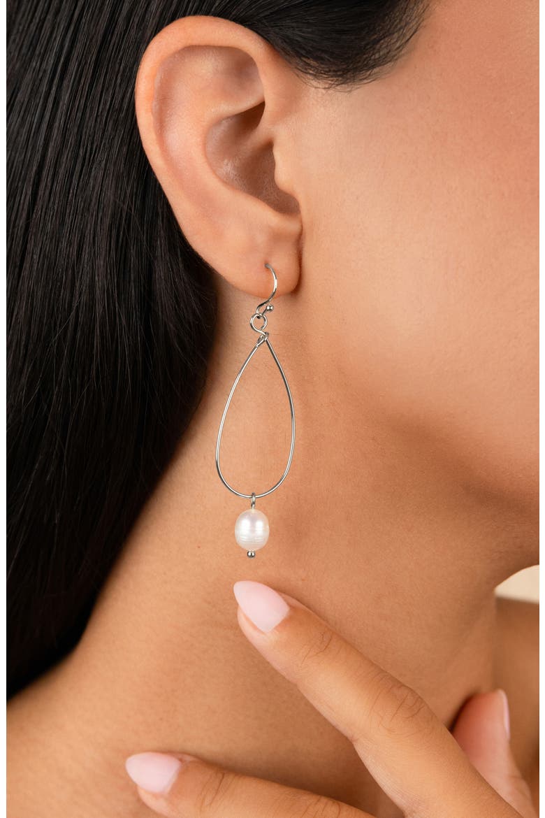 Genuine Pearl Teardrop Earrings, Alternate, color, SILVER