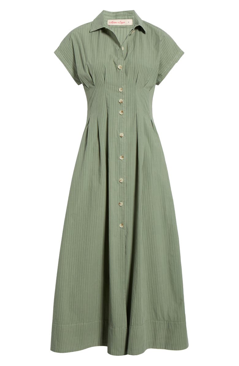 Marine Layer Arden Midi Shirtdress, Alternate, color, Olive/Navy Stripe