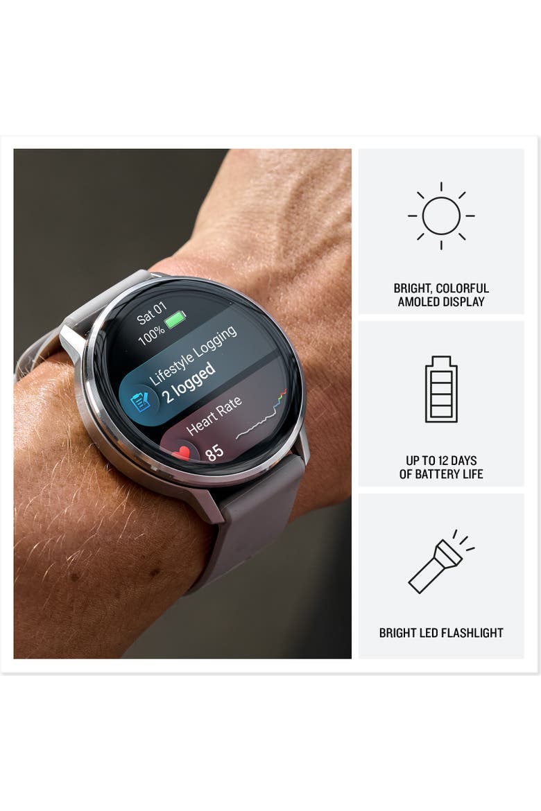 Venu 4 Smartwatch 45mm, Alternate, color, Brown leather band