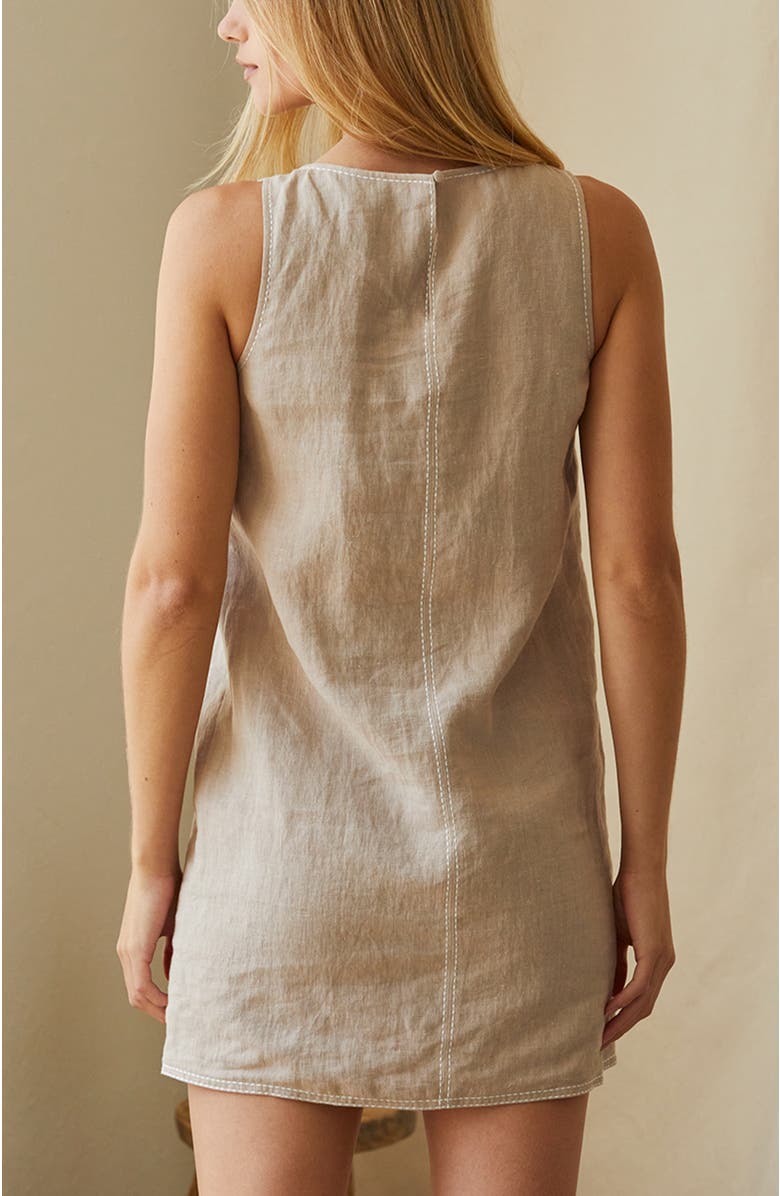 CRESCENT Contrast Stitch Linen Mini Shift Dress, Alternate, color, 