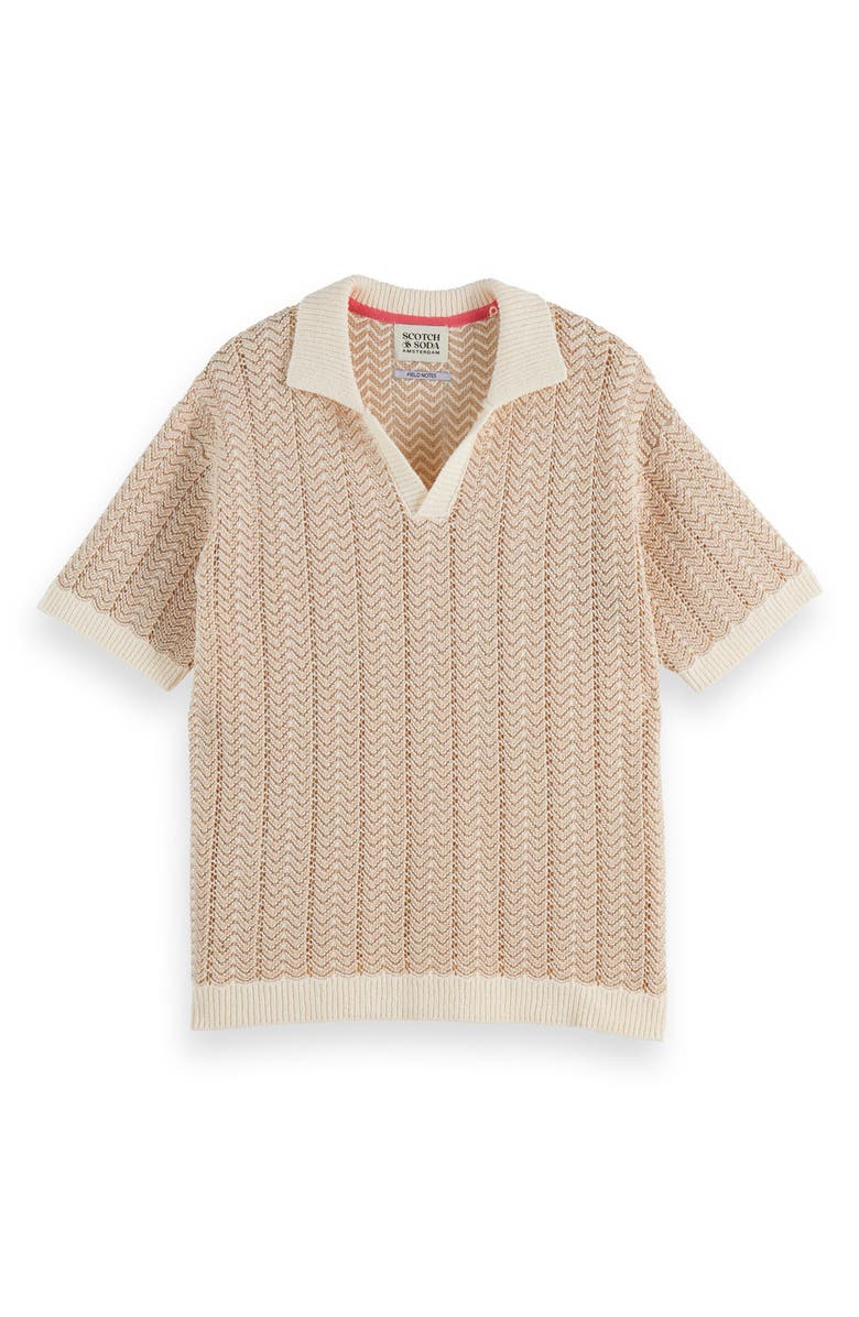 Scotch & Soda Open Knit Johnny Collar Polo Sweater, Alternate, color, Eggnog