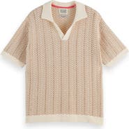 Scotch & Soda Open Knit Johnny Collar Polo Sweater
