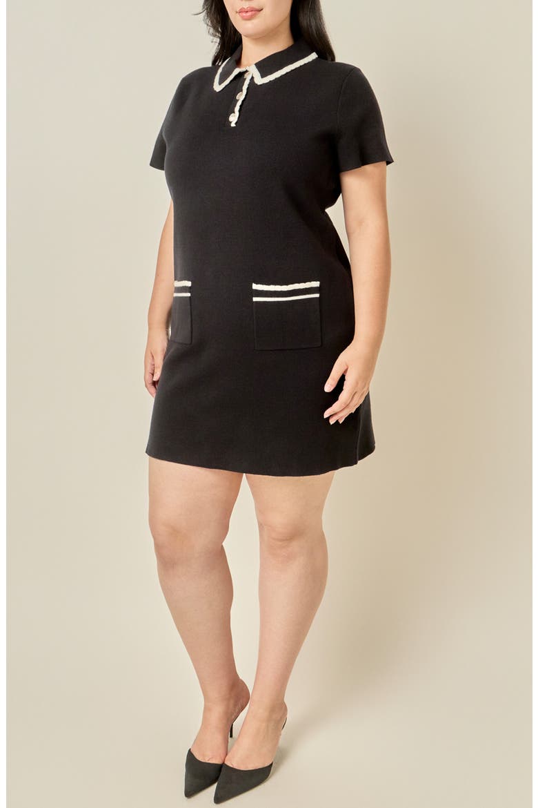 Scallop Detail Dress, Alternate, color, BLACK/ WHITE