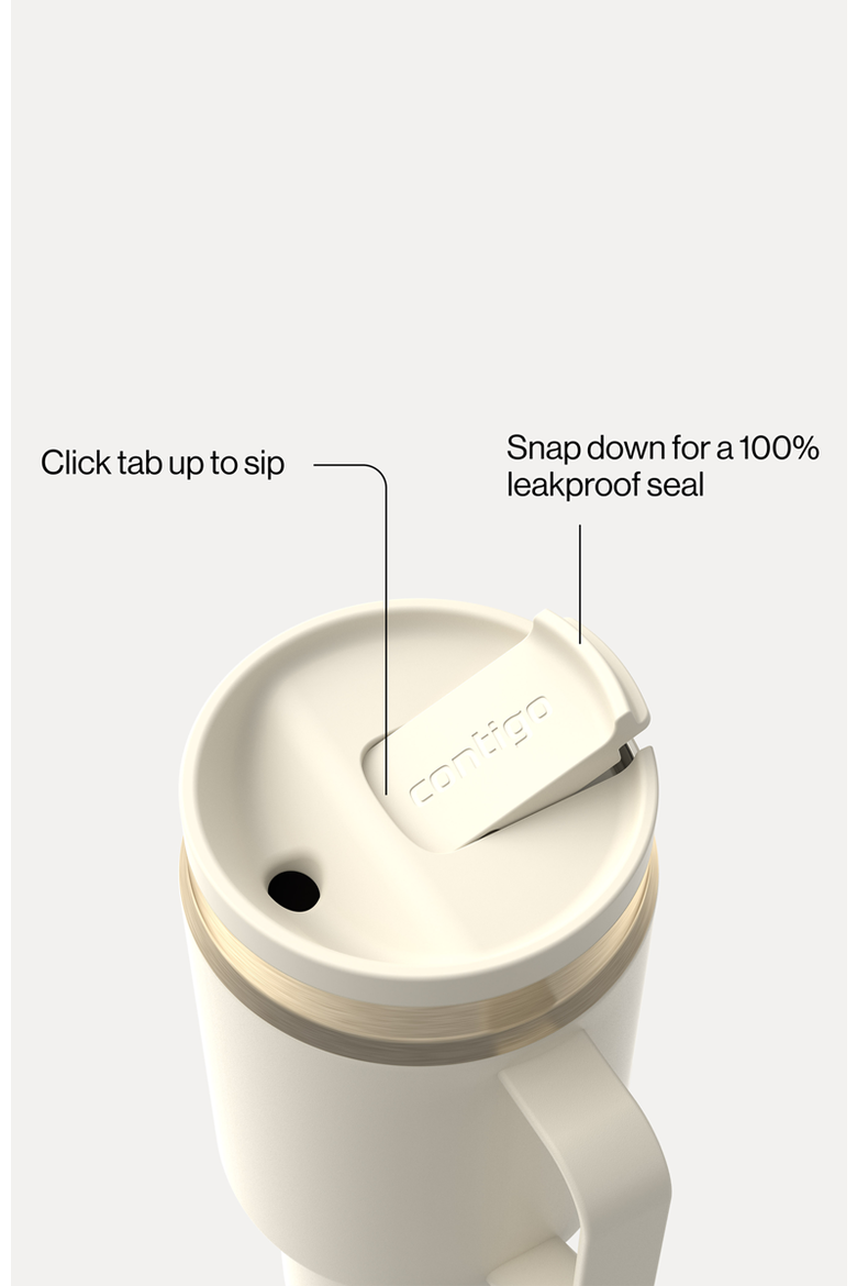 SnapSeal 30 oz Leakproof Travel Tumbler with Handle and Reusable Straw, Alternate, color, Oatmilk Champagne