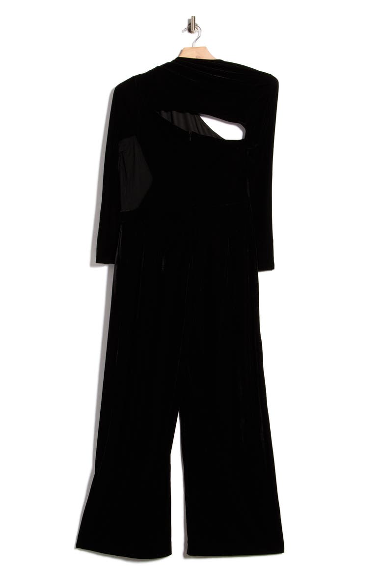Karolina Long Sleeve Velvet Jumpsuit, Alternate, color, BLACK