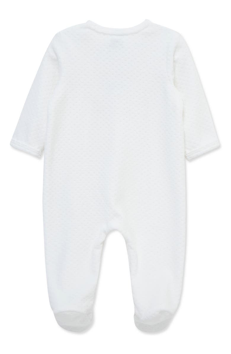 Little Me Merry Bear Holiday Velour Footie, Alternate, color, White