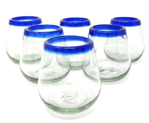 Hand Blown Stemless Wine Glasses - Set of 6