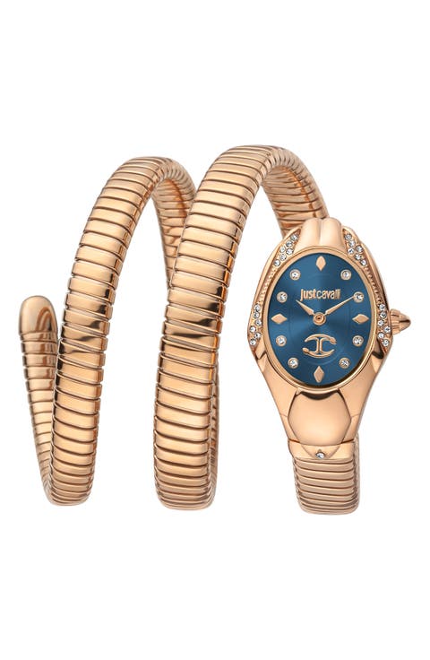 Snake Wraparound Bracelet Watch, 22mm x 34.5mm