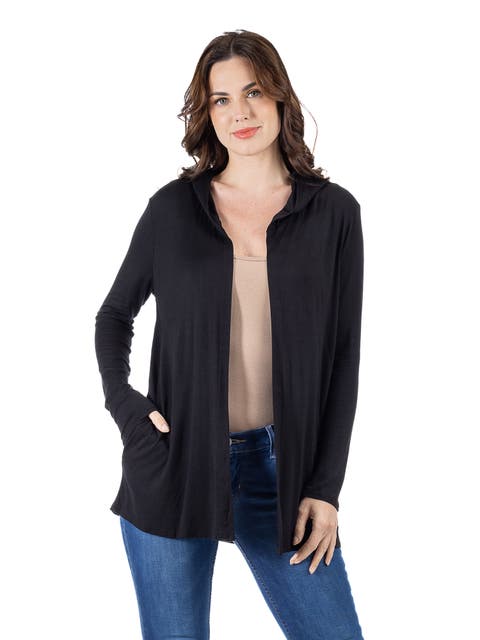 Open Front Lightweight Hooded Cardigan