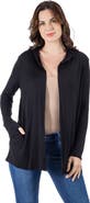 24seven Comfort Apparel Open Front Lightweight Hooded Cardigan