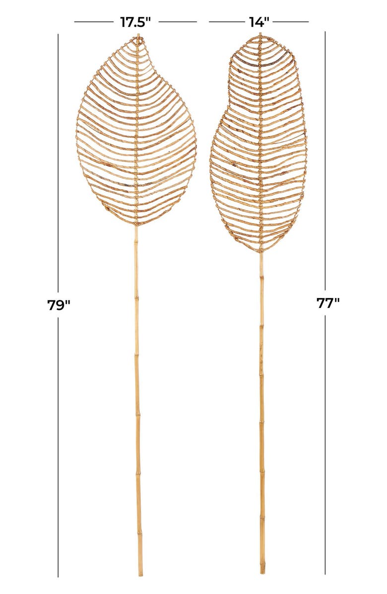 SONOMA SAGE HOME Set of 2 Natural Bamboo Wood Leaf Twigs, Alternate, color, Light Brown