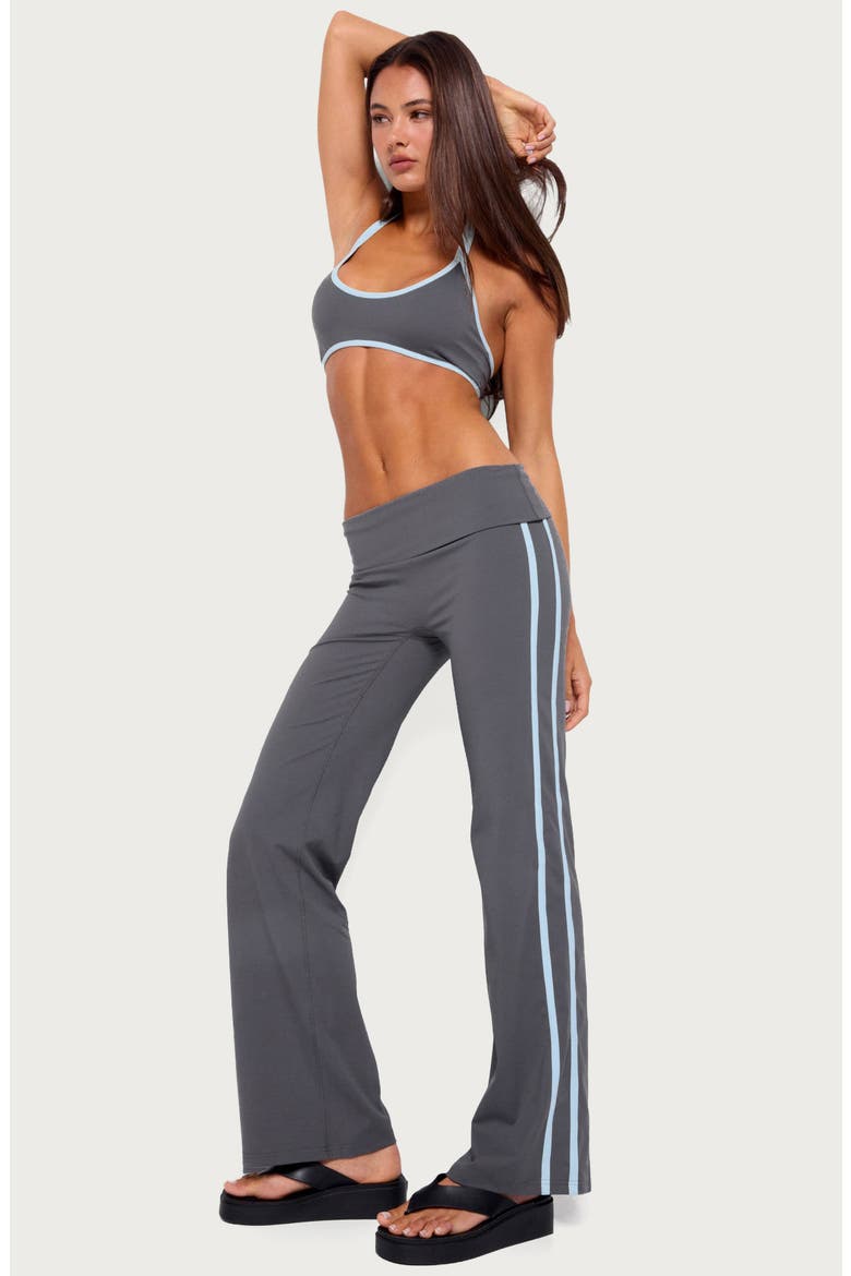 Anica Stripe Foldover Pants, Alternate, color, CHARCOAL