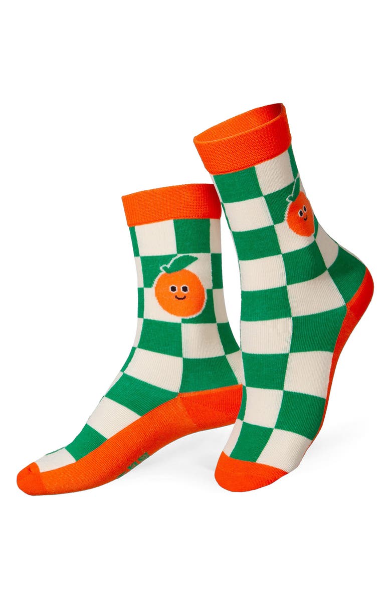 doiy Kids' Orange Juice 3D Crew Socks, Main, color, Green Multi