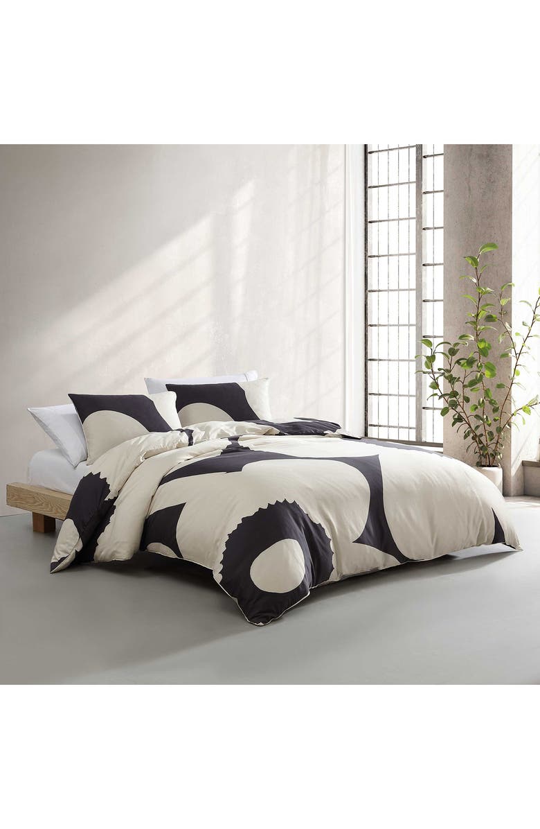 Marimekko Unikko Duvet Cover & Shams Set, Alternate, color, Open Charcoal