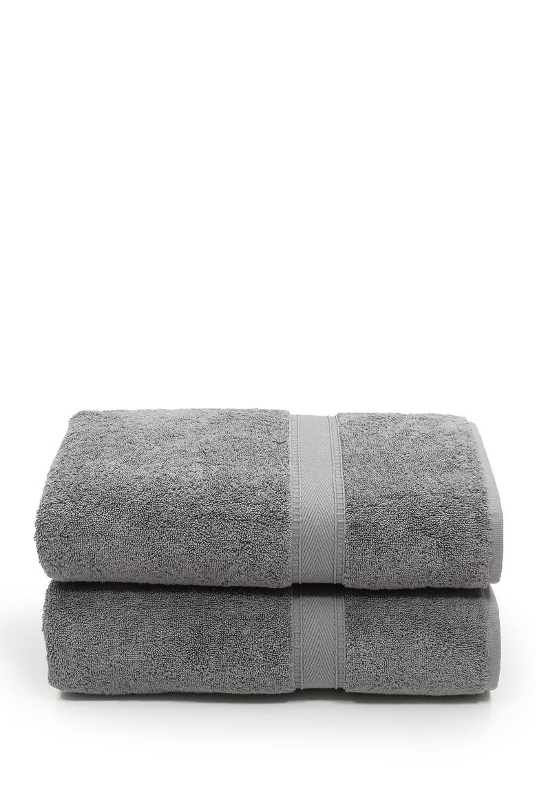Sinemis Terry Bath Towels - Set of 2 - Dark Grey, Main, color, DARK GREY