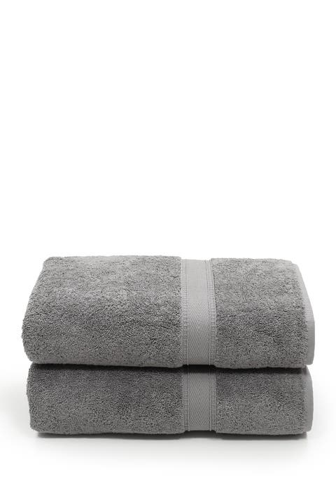 Sinemis Terry Bath Towels - Set of 2 - Dark Grey