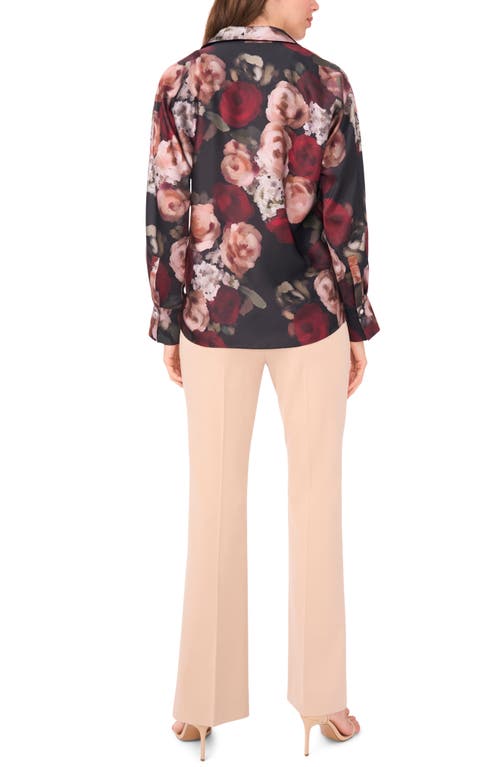 Halogenr Halogen(r) Painted Rose Charmeuse Button-up Shirt In Brown