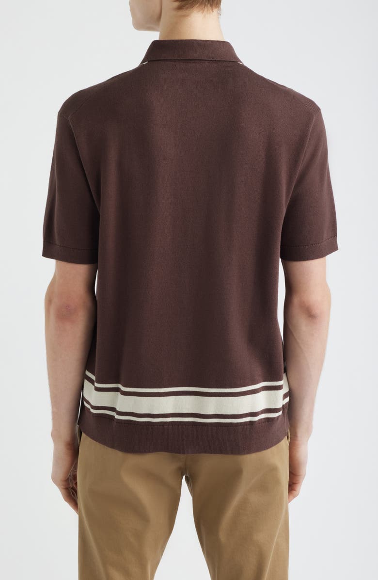 Madewell Border Stripe Short Sleeve Cotton Sweater Shirt, Alternate, color, Rum Raisin