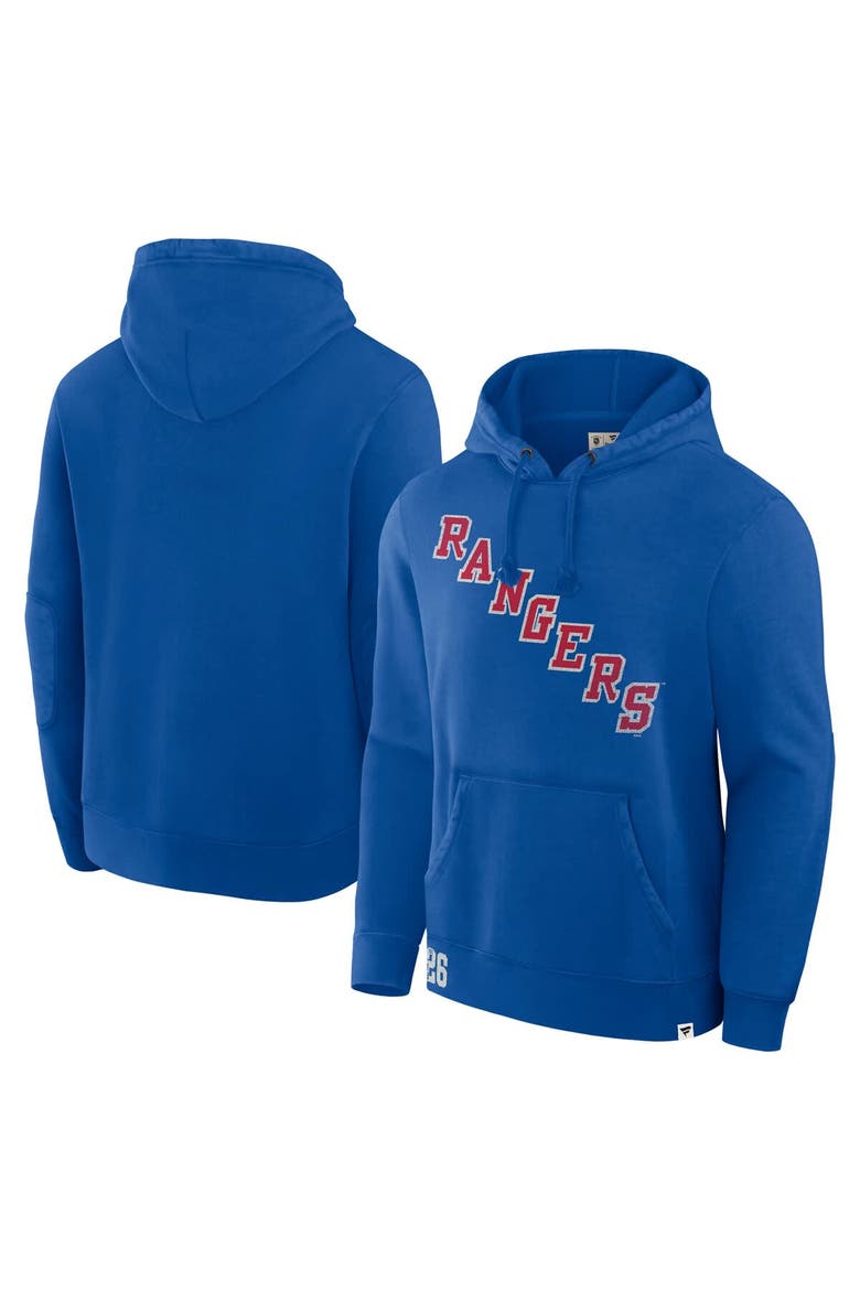 Men's Fanatics Royal New York Rangers Decades Collection Tradition Fleece Pullover Hoodie, Main, color, Royal