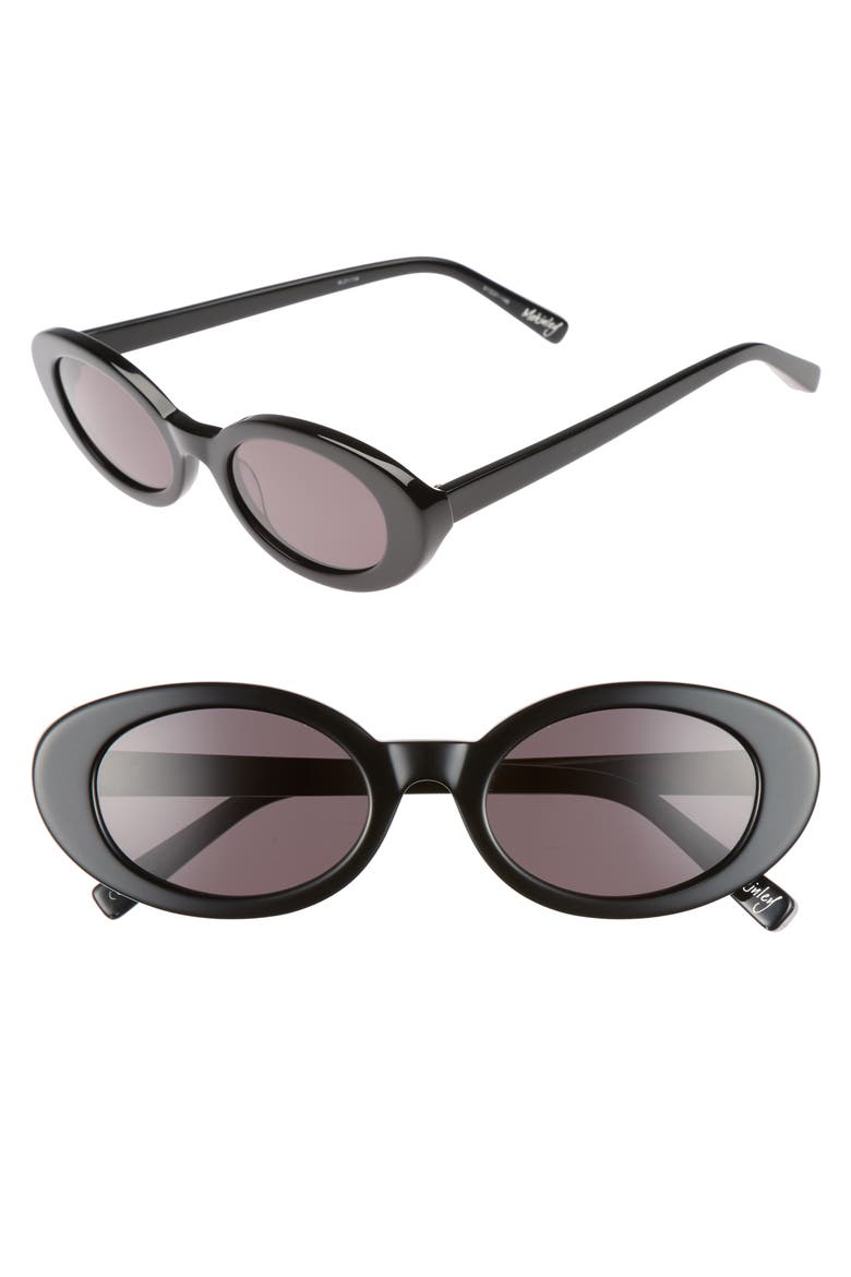 McKinely 51mm Oval Sunglasses, Main, color, BLACK