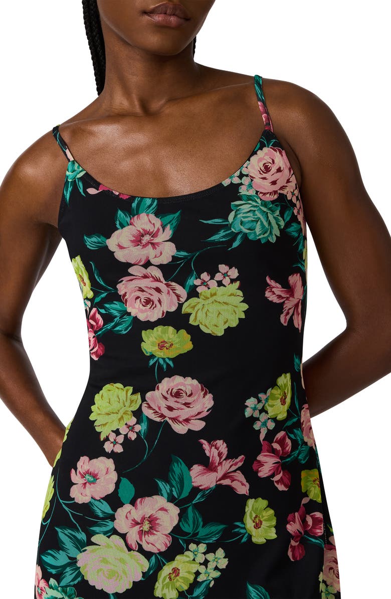 Steve Madden Giselly Floral Print Georgette Slipdress, Alternate, color, Black Ditsy Floral