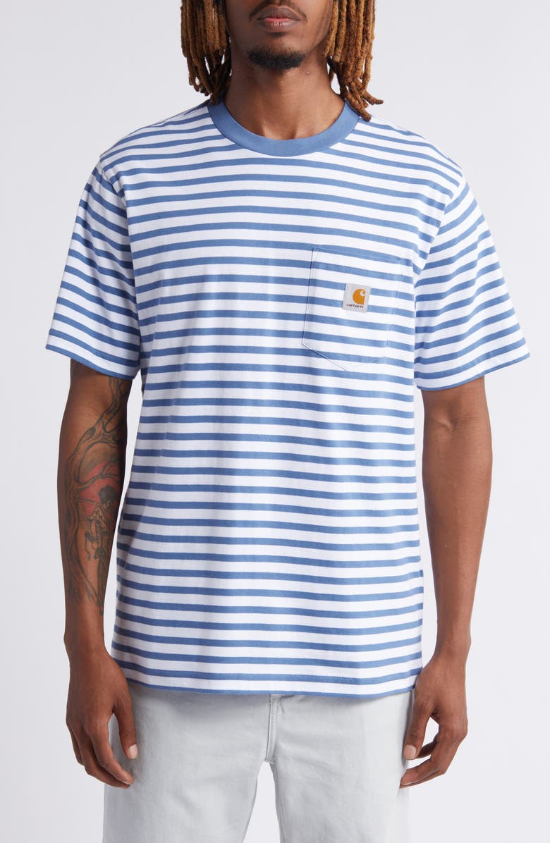 Carhartt Work In Progress Seidler Stripe Logo Pocket T-Shirt, Main, color, 