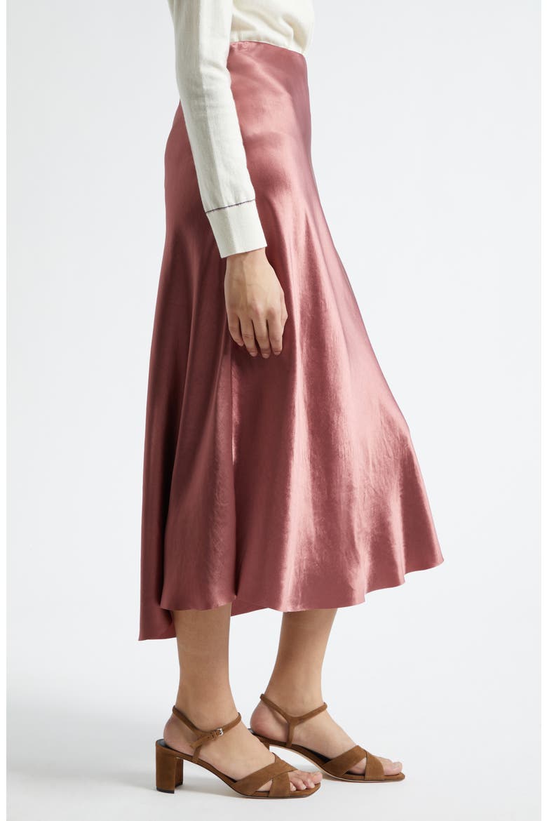 Bias Satin Midi Skirt, Alternate, color, ROSE JAM