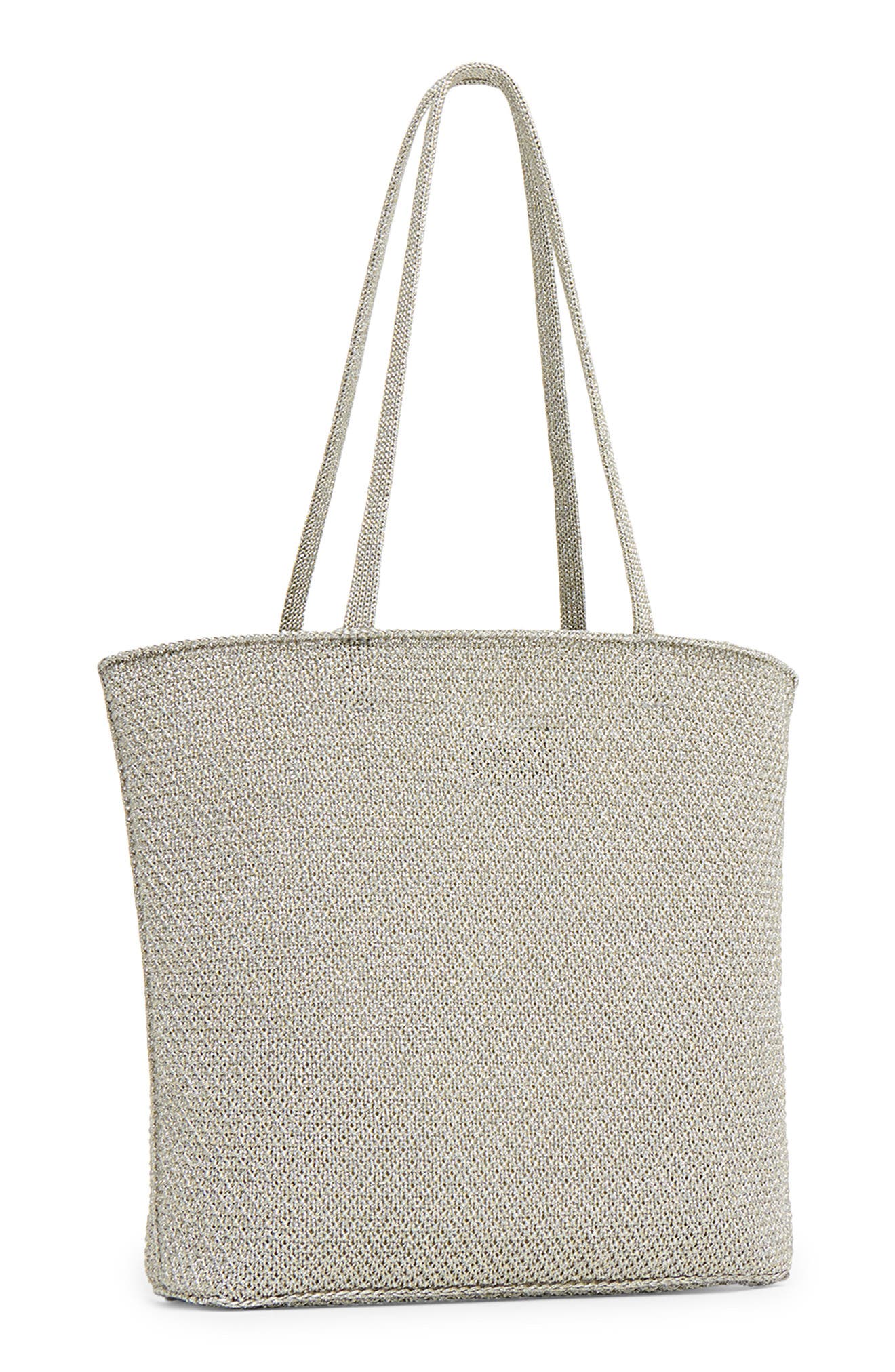 Filo Metallic Knit Tote, Alternate, color, SILVER