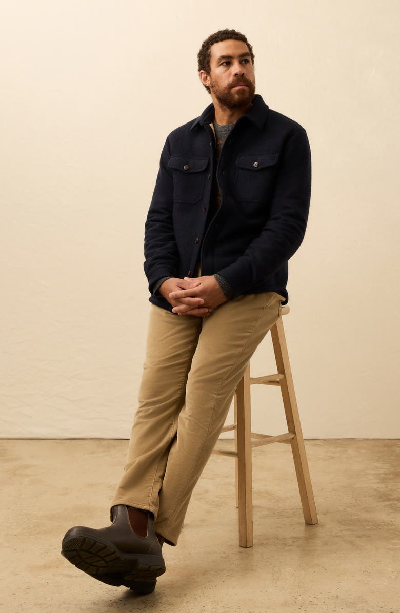 Faherty Range Fleece Lined Shirt Jacket, Alternate, color, Navy Shadow Twill