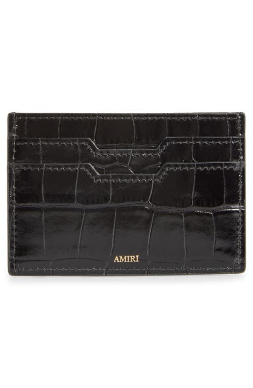 Amiri Croc Embossed Leather Card Holder In Black