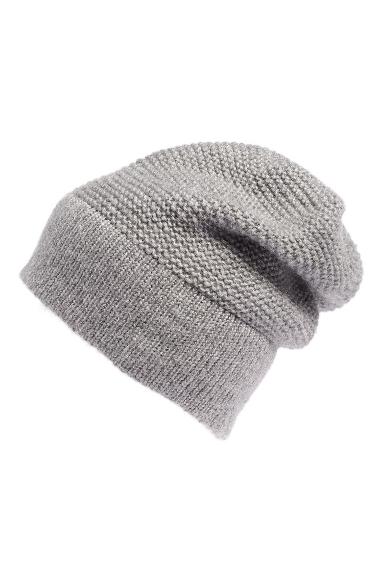 Slouchy Beanie with Headphones, Main, color, LIGHT HEATHER GRAY