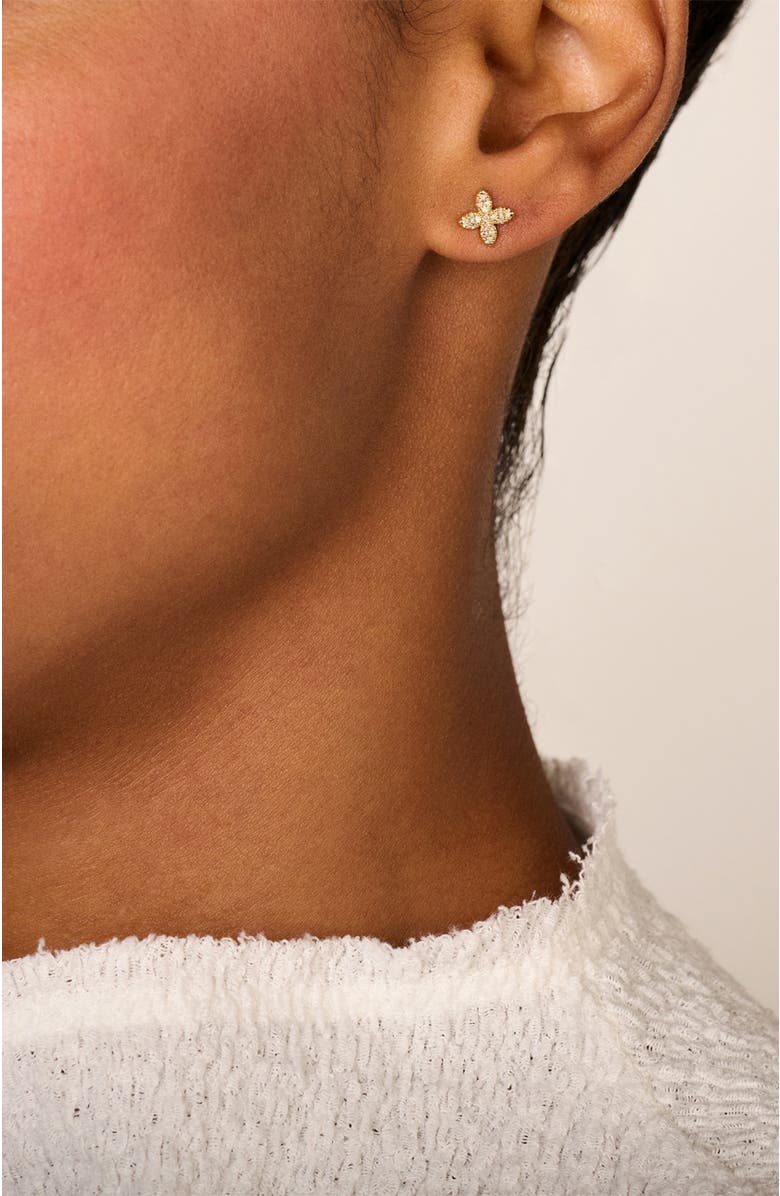 DPT Antwerp Little Flower Earrings, Alternate, color, White Rhodium