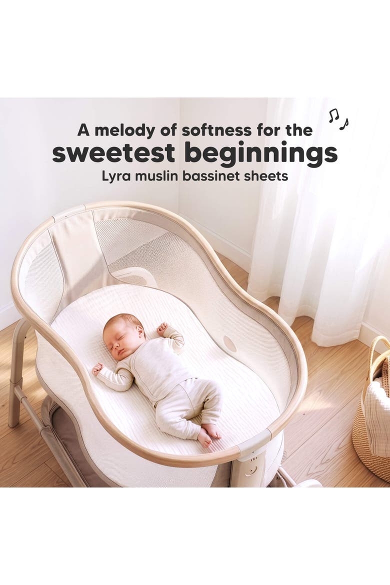 2-Pack Lyra Muslin Bassinet Sheets - Halo, Alternate, color, Soft White