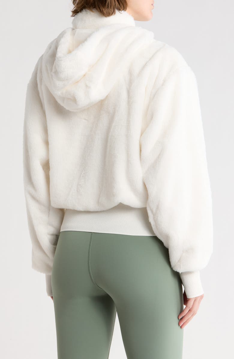 DKNY Faux Fur Zip Jacket with Removable Hood, Alternate, color, Ivory