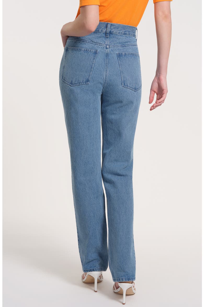 High Waist Straight Leg Jeans, Alternate, color, DENIM