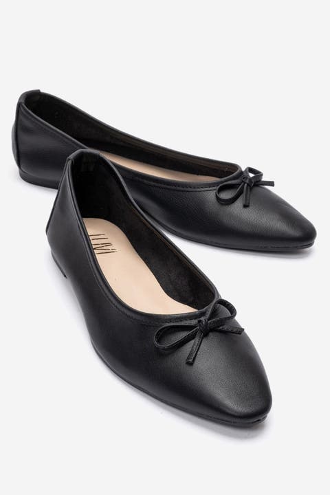 Umiel Leather Bow Ballet Flat