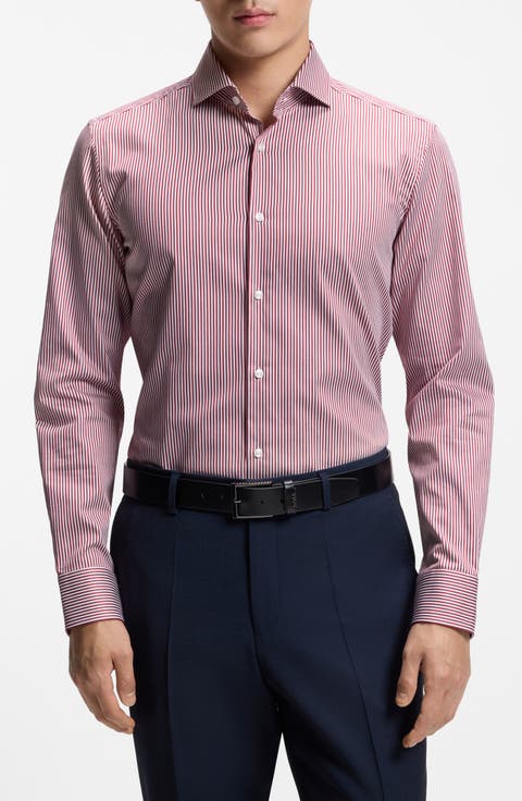 Hank Slim Fit Stripe Dress Shirt