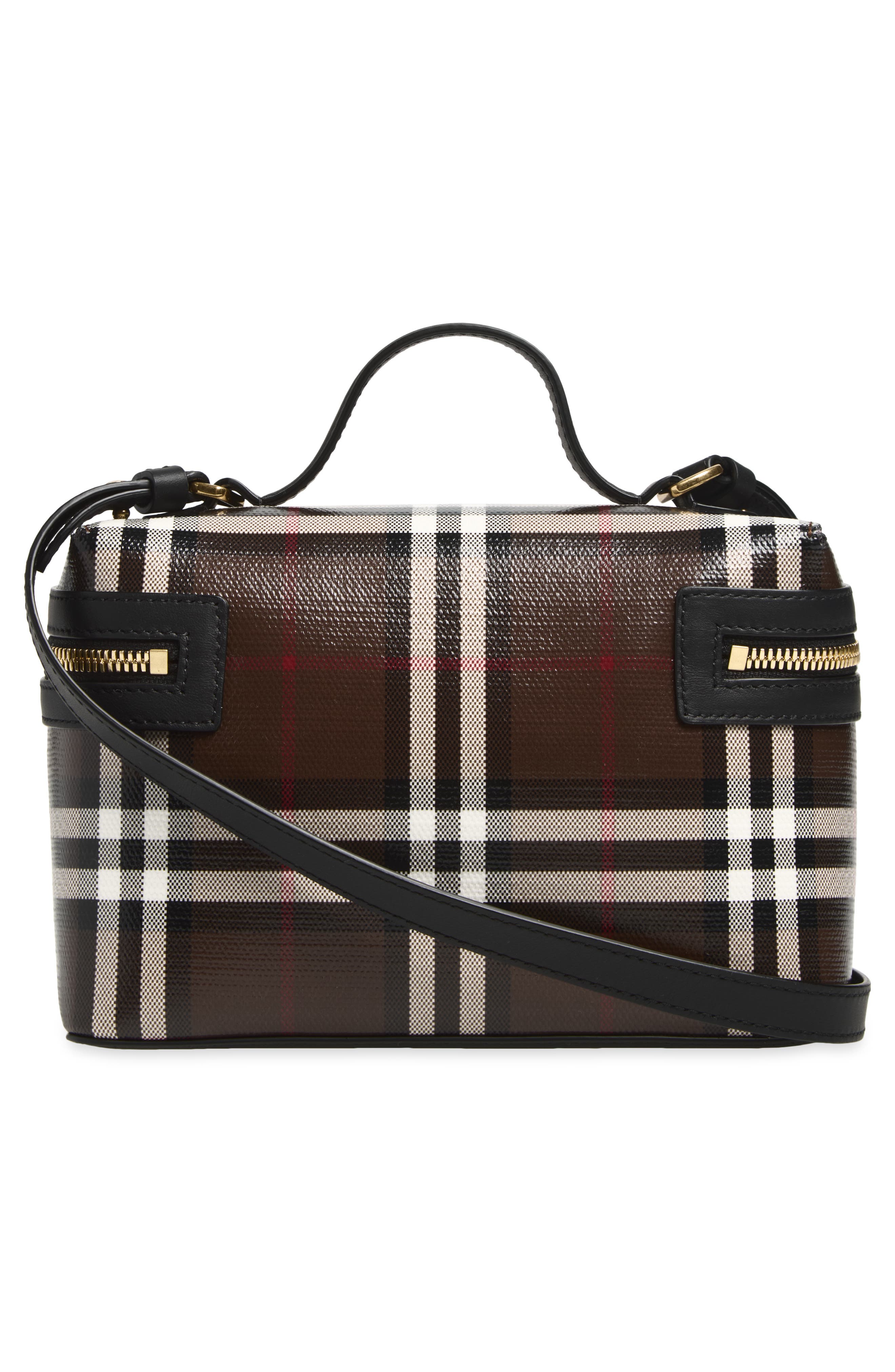 Check Coated Canvas Vanity Case, Alternate, color, CHOCOLATE BROWN