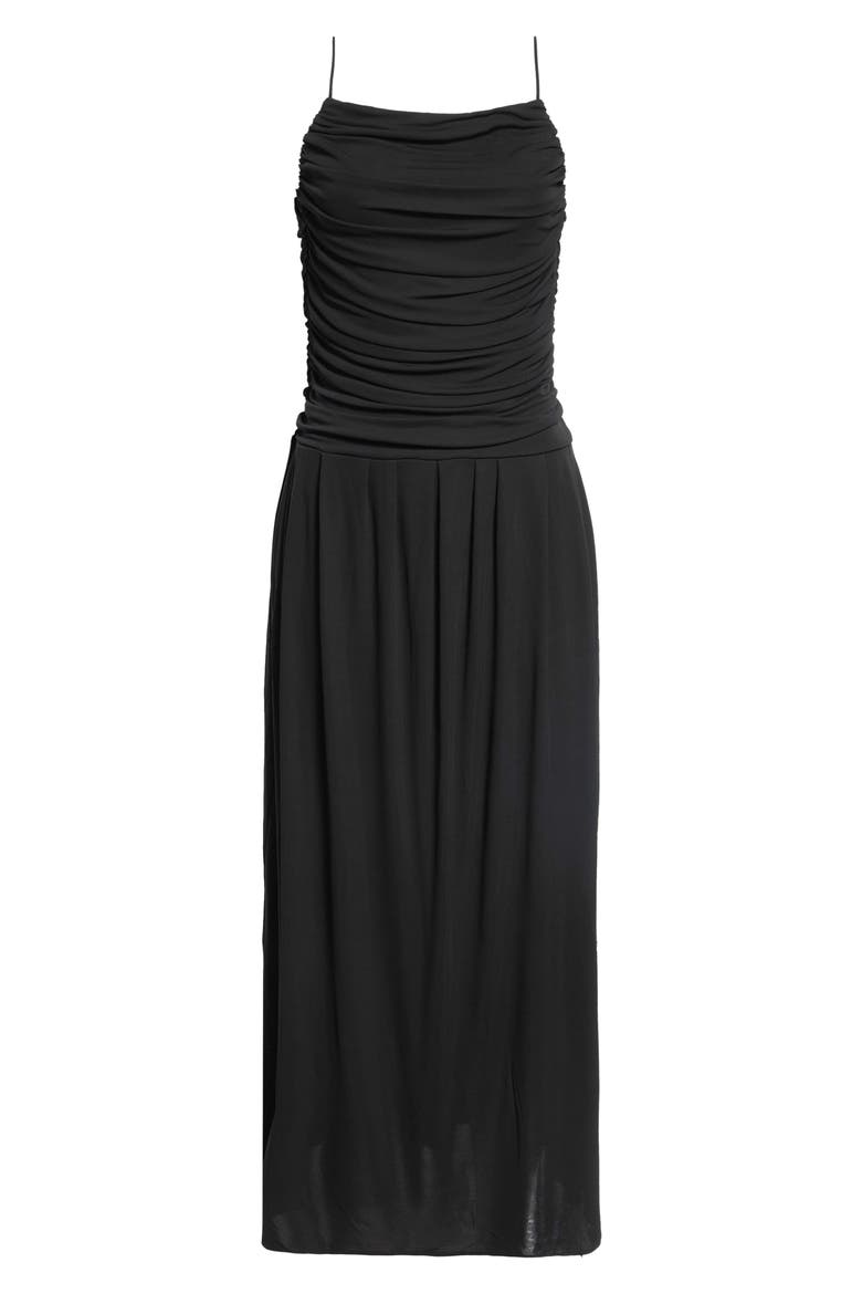 Reese Ruched Sleeveless Maxi Dress, Alternate, color, BLACK